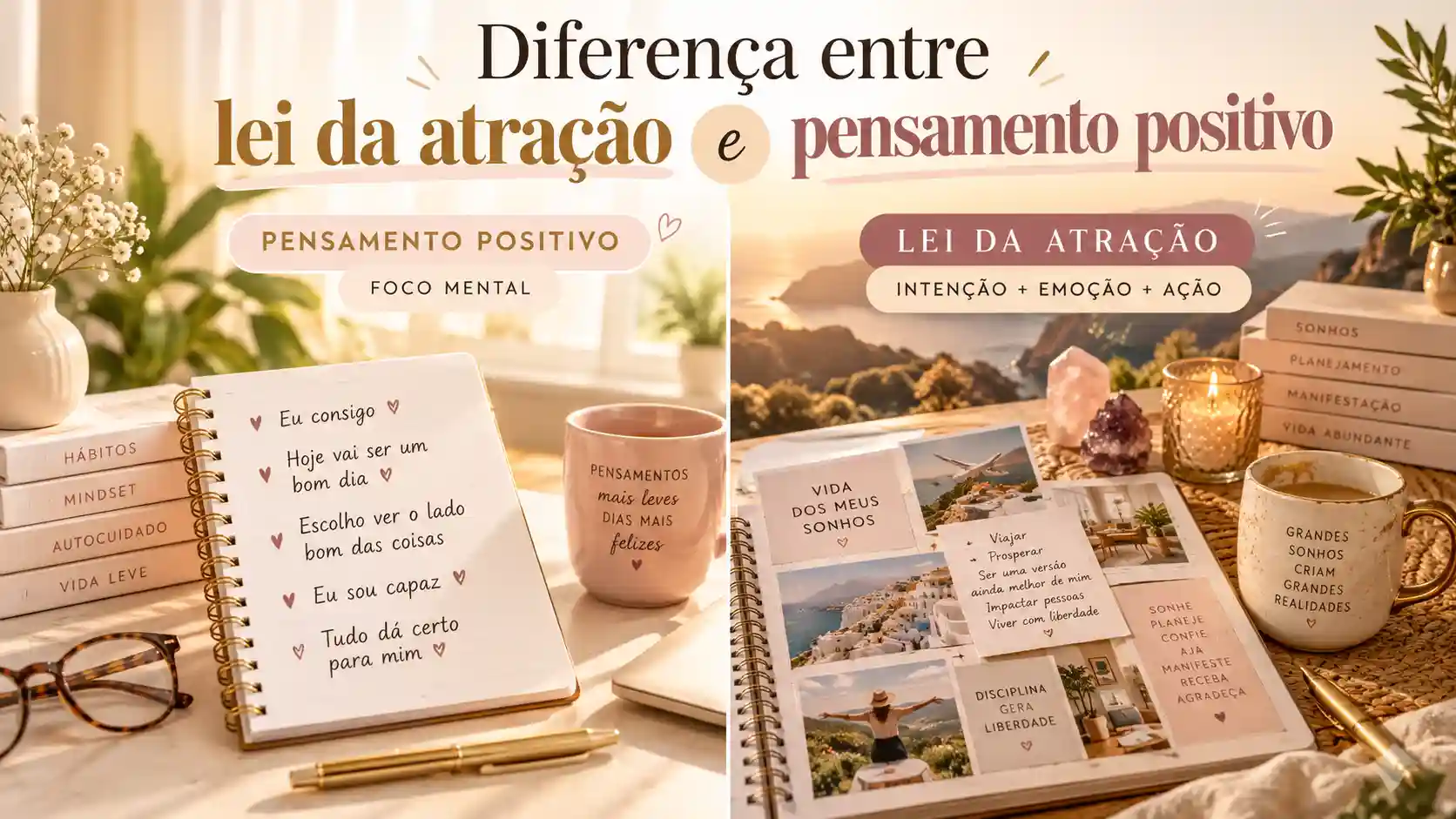Pessoa refletindo sobre seus objetivos diante de uma agenda com ações planejadas.